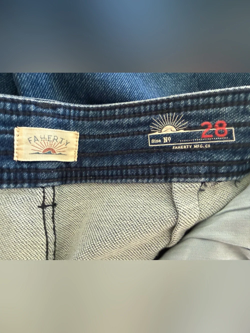 FAHERTY Harbor Wide Leg Jeans Stretch Terry High Rise Blue Denim 28 - Picture 6 of 7
